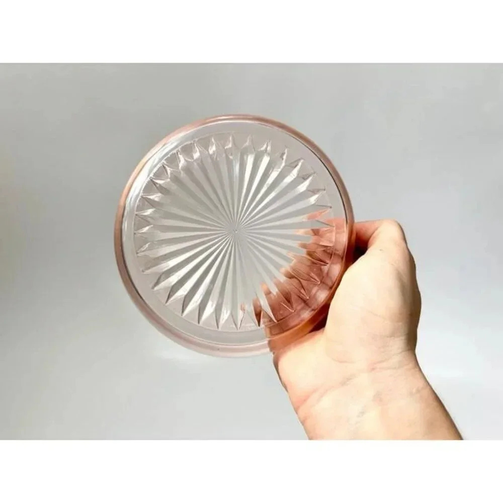 Vintage Pink Depression Glass Starburst Design Jeannette 1930's made Decorative - Picture 3 of 9